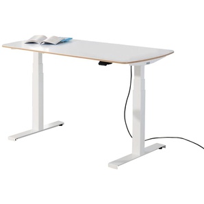 Schreibtisch e-lion 1, kreideweiß, Breite ca. 130 cm, elektrisch höhenverstellbar
