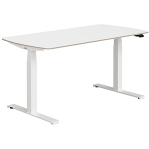 Schreibtisch e-lion 1, kreideweiß, Breite ca. 150 cm, elektrisch höhenverstellbar