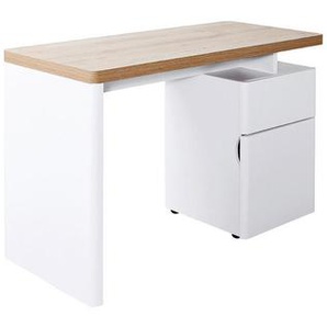 Schreibtisch, Weiß, Eiche, Holzwerkstoff, 1 Schubladen, rechteckig, Wange, 55x76x120 cm, FSC Mix, Stauraum, Arbeitszimmer, Schreibtische, Bürotische