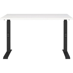Schreibtisch GERMANIA Downey Tische Gr. B/H/T: 120 cm x 91 cm x 80 cm, schwarz-weiß (weiß, schwarz, weiß) Schreibtische Mechanisch höheneinstellbarer Schreibtisch
