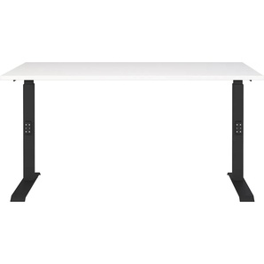 Schreibtisch GERMANIA Downey Tische Gr. B/H/T: 140 cm x 91 cm x 80 cm, schwarz-weiß (weiß, schwarz, weiß) Schreibtische Mechanisch höheneinstellbarer Schreibtisch