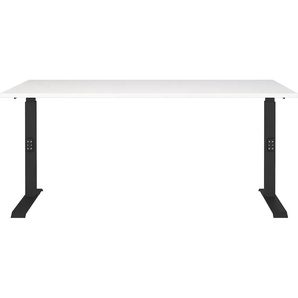 Schreibtisch GERMANIA Downey Tische Gr. B/H/T: 160 cm x 91 cm x 80 cm, schwarz-weiß (weiß, schwarz, weiß) Schreibtische Mechanisch höheneinstellbarer Schreibtisch