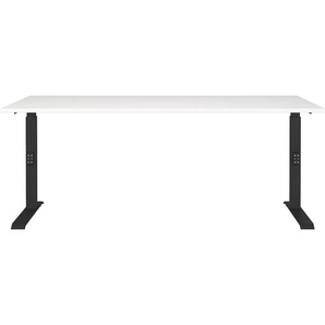 Schreibtisch GERMANIA Downey Tische Gr. B/H/T: 180 cm x 91 cm x 80 cm, schwarz-weiß (weiß, schwarz, weiß) Schreibtische Mechanisch höheneinstellbarer Schreibtisch