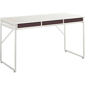 Schreibtisch HAMMEL FURNITURE Mistral Tische Gr. B/H/T: 137,4 cm x 75 cm x 60 cm, rot (bordeaux) Schreibtische Tisch mit weißem Metallgestell und drei Schubladen, Breite: 137,4 cm