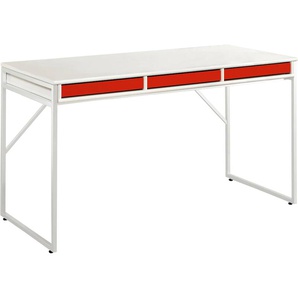 Schreibtisch HAMMEL FURNITURE Mistral Tische Gr. B/H/T: 137,4 cm x 75 cm x 60 cm, rot Schreibtische Tisch mit weißem Metallgestell und drei Schubladen, Breite: 137,4 cm
