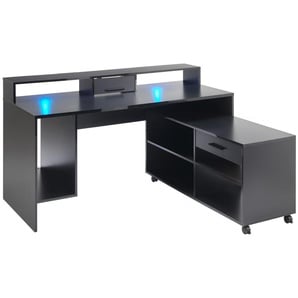 Schreibtisch Highscore 3 in schwarz Matt, inklusive Beleuchtung