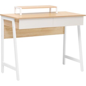 Schreibtisch HOME AFFAIRE COWELL Tische Gr. B/H/T: 100 cm x 76 cm x 48 cm, braun (eichefarben, eichefarben) Schreibtische