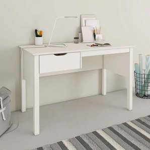 Schreibtisch HOME AFFAIRE KERO , Kinderschreibtisch, zertifiziertes Massivholz Tische Gr. B/H/T: 120 cm x 75 cm x 60 cm, 120 cm, weiß (weiß, weiß, weiß) Schreibtische
