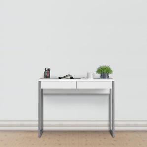 Schreibtisch HOME AFFAIRE Plus Tische Gr. B/H/T: 101,6 cm x 72,6 cm x 40 cm, grau (weiß, grau) Schreibtische mit vielen Stauraummöglichkeiten, zeitloses Design