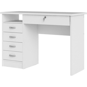 Schreibtisch HOME AFFAIRE Plus Tische Gr. B/H/T: 109,3 cm x 75,6 cm x 48,5 cm, Mit breiten Metallgriffen, weiß Schreibtische mit vielen Stauraummöglichkeiten, zeitloses Design
