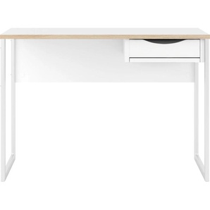 Schreibtisch HOME AFFAIRE Plus Tische Gr. B/H/T: 110 cm x 76,5 cm x 48,4 cm, braun (weiß, naturfarben, weiß, weiß matt) Schreibtische