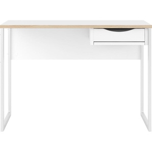 Schreibtisch HOME AFFAIRE Plus Tische Gr. B/H/T: 110 cm x 76,5 cm x 48,4 cm, braun (weiß, naturfarben, weiß, weiß matt) Schreibtische mit vielen Stauraummöglichkeiten, zeitloses Design