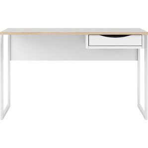 Schreibtisch HOME AFFAIRE Plus Tische Gr. B/H/T: 130 cm x 76,5 cm x 48,4 cm, weiß (naturfarben, weiß, matt) Schreibtische mit vielen Stauraummöglichkeiten, zeitloses Design