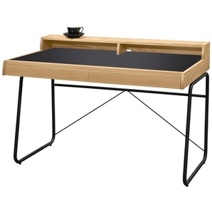 Schreibtisch Home Office, Kufengestell Metall, Korpus Eiche natur furniert