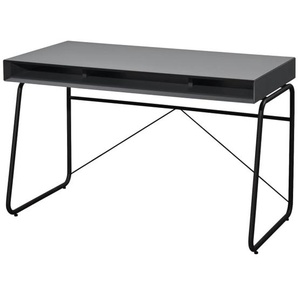 Schreibtisch Home Office, Kufengestell Metall schwarz, Korpus supermatt nachtgrau