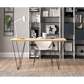 Schreibtisch Hueva I 140 x 75 x 75cm Weiß/Weiß/Schwarz