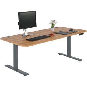 Schreibtisch HWC-D40, Computertisch, elektrisch höhenverstellbar 160x80cm 53kg ~ Eiche-Dekor, anthrazit-grau