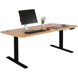 Schreibtisch HWC-D40, Computertisch, elektrisch höhenverstellbar 160x80cm 53kg ~ Eiche-Dekor, schwarz