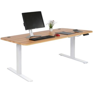 Schreibtisch HWC-D40, Computertisch, elektrisch höhenverstellbar 160x80cm 53kg ~ Eiche-Dekor, weiß