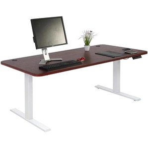 Schreibtisch HWC-D40, Computertisch, elektrisch höhenverstellbar 160x80cm 53kg ~ Kirsch-Dekor, weiß