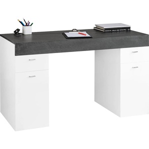 Schreibtisch INOSIGN Sliding Tische Gr. B/H/T: 130 cm x 75 cm x 60 cm, schwarz-weiß (weiß hochglanz, schiefer, schiefer) Schreibtische