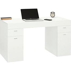 Schreibtisch INOSIGN Sliding Tische Gr. B/H/T: 130 cm x 75 cm x 60 cm, weiß (weiß larice, larice) Schreibtische Tischplatte ausziehbar