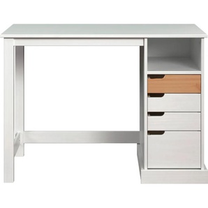 Schreibtisch INTER-FURN Mestre Tische Gr. B/H/T: 108 cm x 75 cm x 55 cm, weiß (weiß, honigfarben) Schreibtische