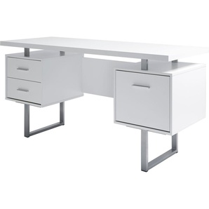 Schreibtisch JAHNKE CLB Tische Gr. B/H/T: 152,4 cm x 76 cm x 60 cm, weiß (weiß, alu, weiß) Schreibtische Schreibtisch mit großer Arbeitsfläche und viel Stauraum