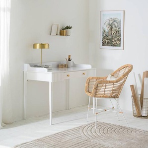 Schreibtisch Lavala 110 x 85 x 60cm Weiß/Hochglanz Weiß