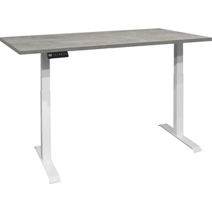 Schreibtisch MÄUSBACHER Big System Office Tische Gr. B: 140 cm, grau (weiß matt, beton, weiß beton) Schreibtische Breite 140 cm, elektrisch höhenverstellbar