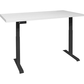 Schreibtisch MÄUSBACHER Big System Office Tische Gr. B: 140 cm, schwarz-weiß (schwarz matt, weiß matt lack, schwarz lack) Schreibtische Breite 140 cm, elektrisch höhenverstellbar