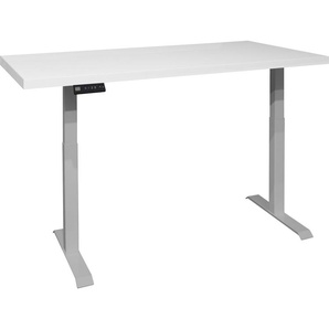 Schreibtisch MÄUSBACHER Big System Office Tische Gr. B: 140 cm, silberfarben (silber, weiß matt lack, silber, lack) Schreibtische