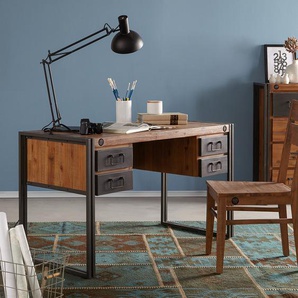 Schreibtisch 4 Schubladen 135 x 76 x 60cm Braun