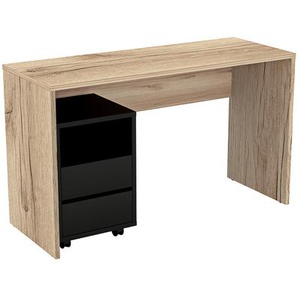Schreibtisch mit Container AGAPI 07 natürliche grand eiche / onyx schwarz