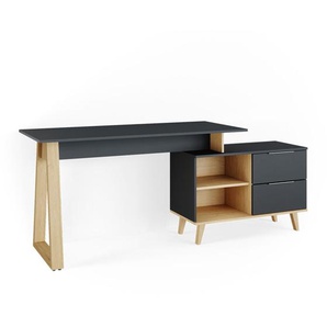 Schreibtisch Nautica, Anthrazit, 138 x 60 cm mit Schubladen, xl Vicco