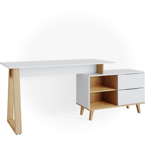 Schreibtisch Nautica, Weiß, 138 x 60 cm mit Schubladen XL, Vicco