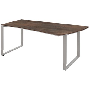 Schreibtisch Objekt Plus, weiß/oxidofarbig, rechts, Füße alu, ca. 180 cm