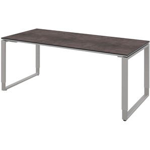Schreibtisch Objekt Plus, weiß/quarzitfarbig, Füße alu, ca. 180 cm