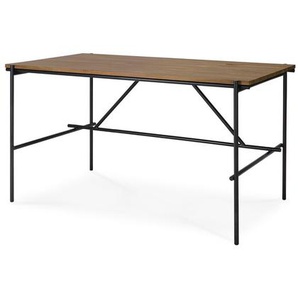 Schreibtisch Oscar Ethnicraft Tischplatte Teakholz natur braun, Designer Alain van Havre, 76x140x70 cm