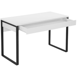 Schreibtisch PLACES OF STYLE Moid, Computertisch im modernen Design Tische Gr. B/H/T: 120 cm x 77 cm x 60 cm, schwarz-weiß (weiß, schwarz, weiß) Schreibtische Breite 120 cm, mit Metallbeinen & Schublade