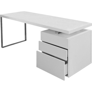 Schreibtisch SALESFEVER Tische Gr. B/H/T: 180 cm x 76 cm x 85 cm, weiß (weiß, chromfarben, weiß) Schreibtische
