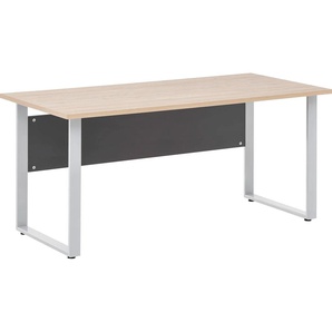 Schreibtisch SCHILDMEYER Serie 1500, grau (anthrazit, eichefarben hell), B:160cm H:73,2cm T:75cm, Tische