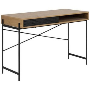Schreibtisch, Schwarz, Eiche, Metall, Holzwerkstoff, 50x75x110 cm, Reach, Arbeitszimmer, Schreibtische, Bürotische