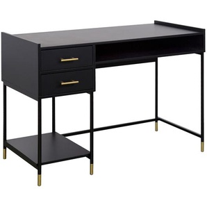 Schreibtisch Tedy 2 Schubladen, Schwarz, L.110 cm