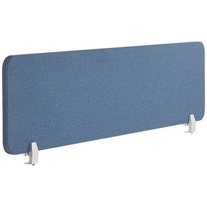 Schreibtisch Trennwand Blau Stoff PET Kunststoff 180 x 40 cm zum Aufstellen Klemmen Schallschutz Sichtschutz Pinnwand Büro Home Office