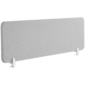 Schreibtisch Trennwand Hellgrau Stoff PET Kunststoff 180 x 40 cm zum Aufstellen Klemmen Schallschutz Sichtschutz Pinnwand Büro Home Office