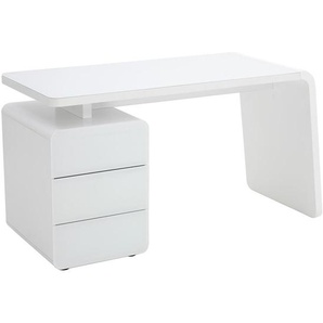 Schreibtisch , Weiß , Glas , 3 Schubladen , rechteckig , 60x75 cm , seitenverkehrt montierbar , Arbeitszimmer, Schreibtische, Bürotische