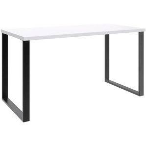 Schreibtisch WIMEX Home Desk Tische Gr. B/H/T: 140 cm x 75 cm x 70 cm, schwarz (schwarz, weiß, schwarz, weiß) Schreibtische Mit Metallkufen, in 3 Breiten