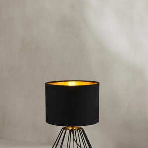 Schreibtischlampe TRIO LEUCHTEN Chuck Lampen Gr. 1 flammig, Ø 20,0 cm Höhe: 34,0 cm, schwarz Schreibtischlampen Fuß in Gitter-Optik, Schirm schwarz-gold Kombi, Höhe 37cm Ø 20cm