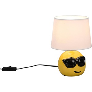 Schreibtischlampe TRIO LEUCHTEN Coolio Lampen Gr. 1 flammig, Ø 18,0 cm Höhe: 26,0 cm, weiß Schreibtischlampen Deko Tischlampe Smiley-Look, Schnurschalter exkl 1xE14 max 10W Ø 18cm